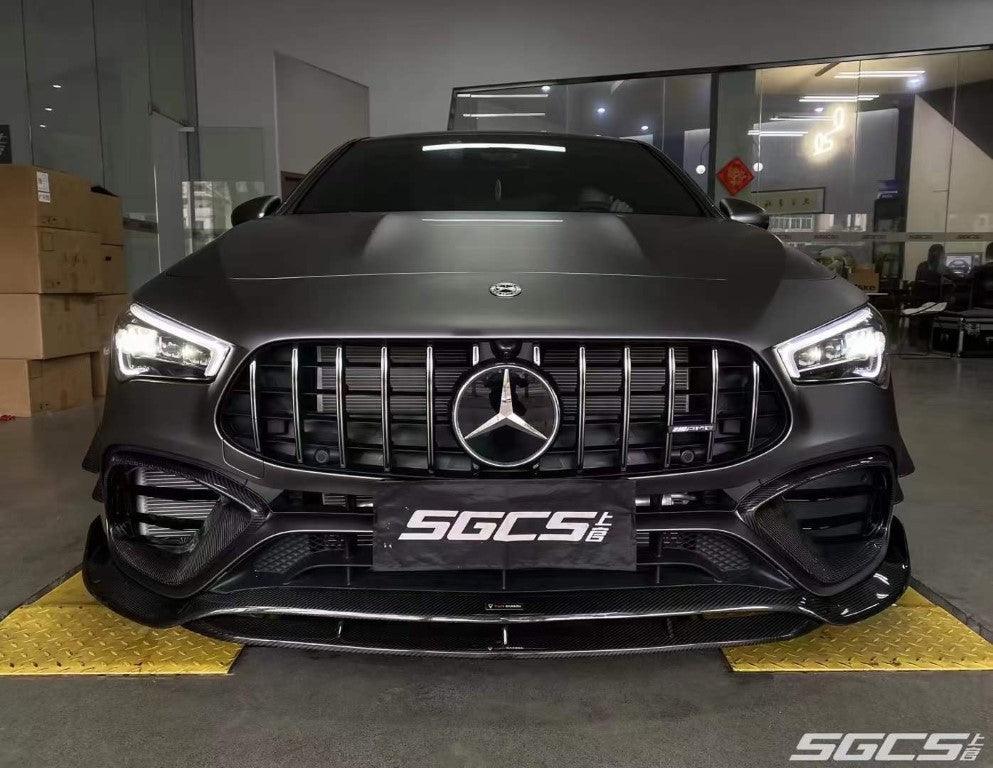 Mercedes Benz CLA45 (Does not fit CLA45s) C118 2020-ON with Aftermarket Parts - V1 Style Pre-preg Carbon Fiber Front Lip from TAKD Carbon