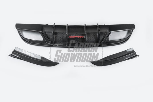 TAKD Carbon Dry Carbon Fiber Rear Diffuser & Rear Canards for Mercedes Benz C Class W205 C63 C63S 2019-ON Sedan 4 Door - Performance SpeedShop