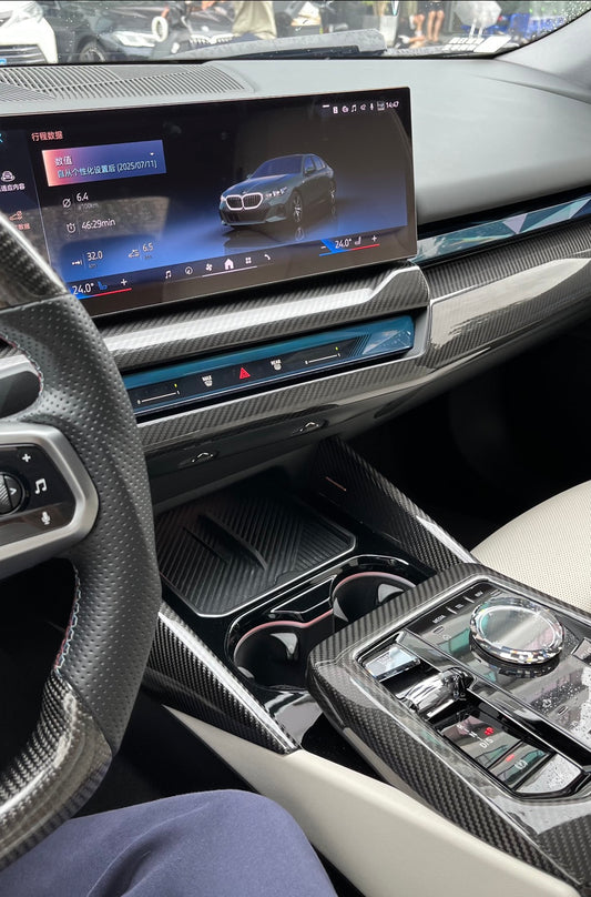 BMW 5 Series 530 540 & i5 e/x Drive40 M60 G60 G61 2024-ON with Aftermarket Parts - Pre-preg Carbon Fiber Middle Center Console Control Panel Dashboard Trim Cover from TAKD Carbon