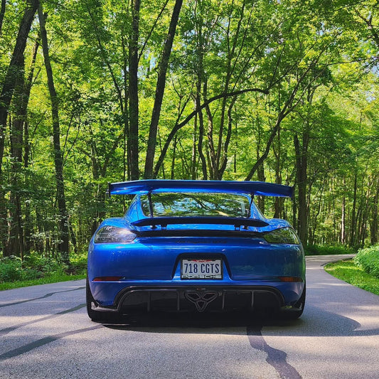 Porsche 718 Cayman / Boxster / GTS 2017-ON with Aftermarket Parts - V1 Rear Diffuser & Canards (Exhaust Tips Included) Pre-preg Carbon Fiber from TAKD Carbon