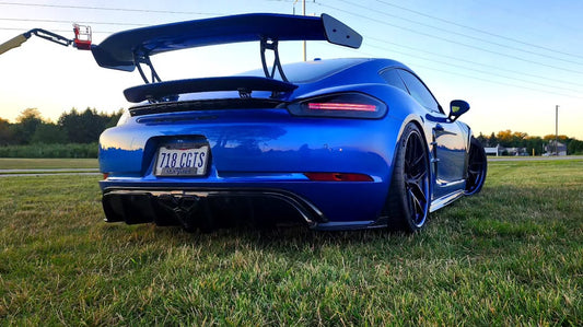 Porsche 718 Cayman / Boxster / GTS 2017-ON with Aftermarket Parts - V1 Rear Diffuser & Canards (Exhaust Tips Included) Pre-preg Carbon Fiber from TAKD Carbon