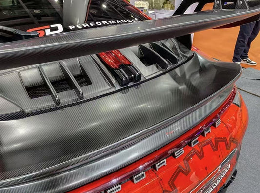 Porsche 911 992 Carrera / 4 / S / 4S 2020-ON with Aftermarket Parts - V2 Rear Wing Pre-preg Carbon Fiber from TAKD Carbon
