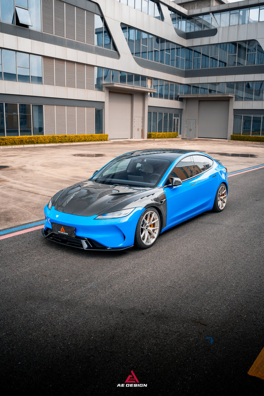 Tesla Model 3 Highland / Performance 2024-ON with Aftermarket Parts - Action Aero Series Hood Bonnet Carbon Fiber From ArmorExtend