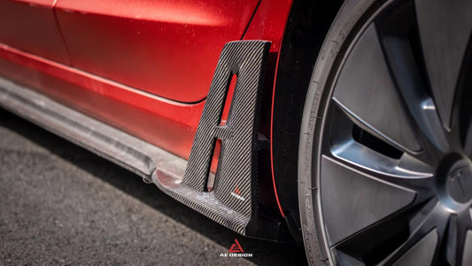 Tesla Model 3 Highland / Performance 2024-ON with Aftermarket Parts - AE Style Side Skirts & Canards Carbon Fiber from ArmorExtend