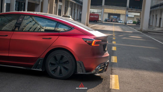 Tesla Model 3 Highland / Performance 2024-ON with Aftermarket Parts - AE Style Rear Diffuser & Canards Carbon Fiber from ArmorExtend