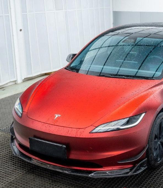 Tesla Model 3 Highland 2024-ON with Aftermarket Parts - AE Style Front Lip Carbon Fiber from ArmorExtend