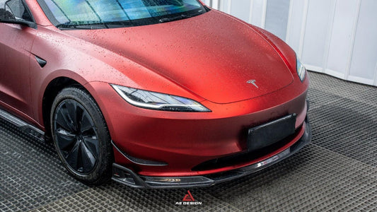 Tesla Model 3 Highland 2024-ON with Aftermarket Parts - AE Style Front Lip Carbon Fiber from ArmorExtend