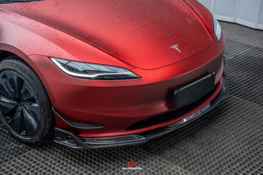 Tesla Model 3 Highland 2024-ON with Aftermarket Parts - AE Style Front Lip Carbon Fiber from ArmorExtend