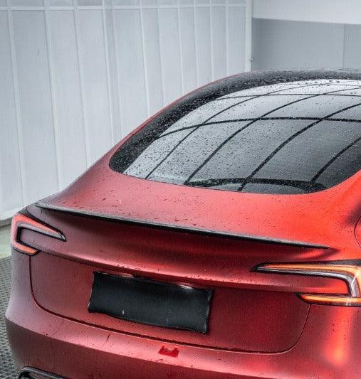 Tesla Model 3 Highland / Performance 2024-ON with Aftermarket Parts - AE Style Fiber Rear Wing Pre-preg Carbon from ArmorExtend