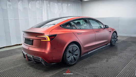 Tesla Model 3 Highland / Performance 2024-ON with Aftermarket Parts - AE Style Side Skirts & Canards Carbon Fiber from ArmorExtend