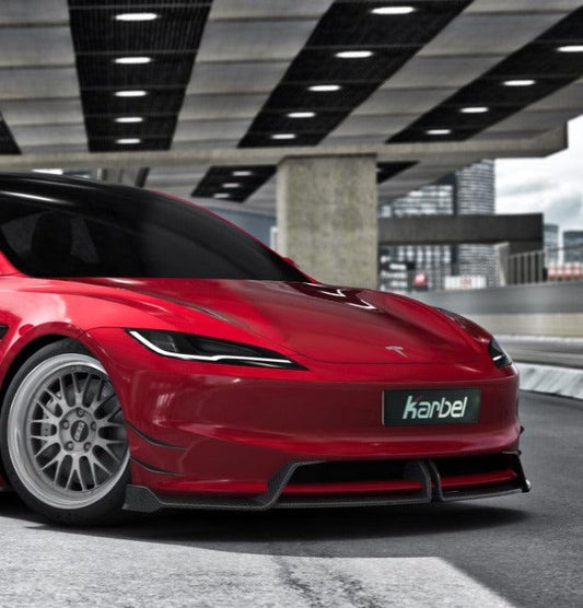 Tesla Model 3 Highland 2024-ON with Aftermarket Parts - Front Lip Pre-preg Carbon Fiber from Karbel Carbon