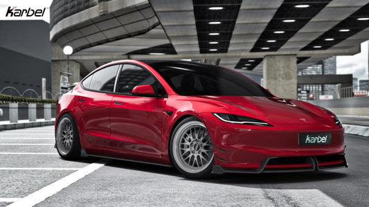 Tesla Model 3 Highland 2024-ON with Aftermarket Parts - Front Canards Pre-preg Carbon Fiber from Karbel Carbon