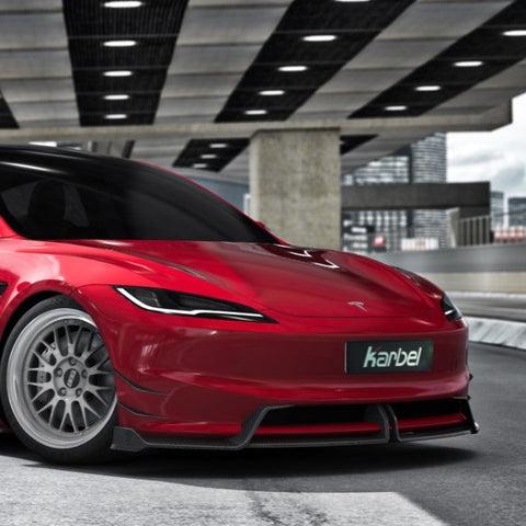 Tesla Model 3 Highland 2024-ON with Aftermarket Parts - Pre-preg Carbon Fiber Front Lip from Karbel Carbon