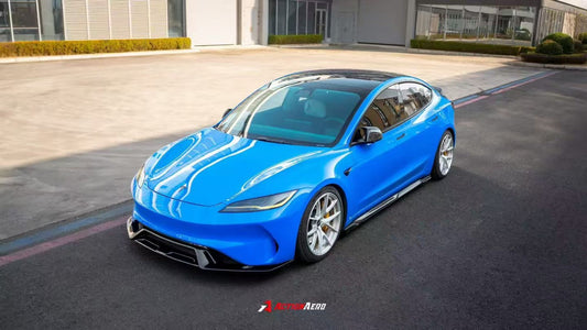 Tesla Model 3 Highland / Performance 2024-ON with Aftermarket Parts - Action Aero Series Front Bumper & Lip ABS from ArmorExtend