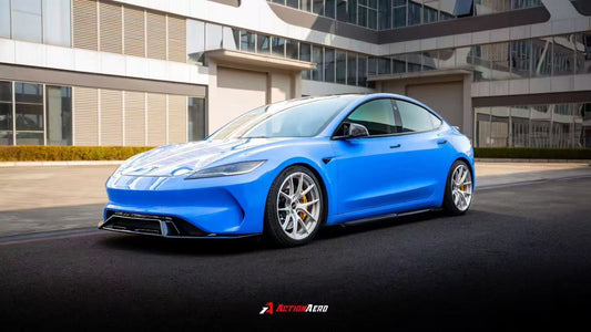 Tesla Model 3 Highland / Performance 2024-ON with Aftermarket Parts - Action Aero Series Front Bumper & Lip ABS from ArmorExtend