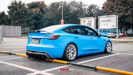 Tesla Model 3 Highland 2024-ON with Aftermarket Parts - Action Aero Series Rear Diffuser Dry Pre-preg Carbon Fiber / ABS from ArmorExtend