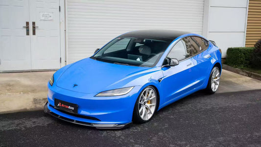 Tesla Model 3 Highland 2024-ON with Aftermarket Parts - Action Aero Series Front Lip & Splitter Dry Pre-preg Carbon Fiber / ABS from ArmorExtend