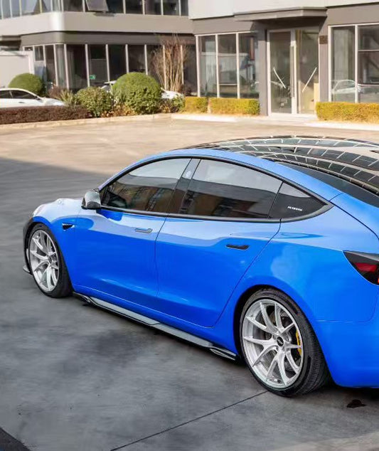 Tesla Model 3 Highland / Performance 2024-ON with Aftermarket Parts - Action Aero Series Side Skirts Dry Pre-preg Carbon Fiber / ABS from ArmorExtend