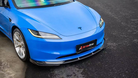 Tesla Model 3 Highland 2024-ON with Aftermarket Parts - Action Aero Series Front Lip & Splitter Dry Pre-preg Carbon Fiber / ABS from ArmorExtend