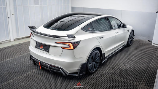 Tesla Model 3 Highland / Performance 2024-ON with Aftermarket Parts - AE Style Rear Wing Carbon Fiber from ArmorExtend