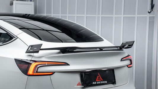 Tesla Model 3 Highland / Performance 2024-ON with Aftermarket Parts - AE Style Rear Wing Carbon Fiber from ArmorExtend