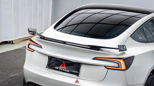 Tesla Model 3 Highland / Performance 2024-ON with Aftermarket Parts - AE Style Rear Wing Carbon Fiber from ArmorExtend