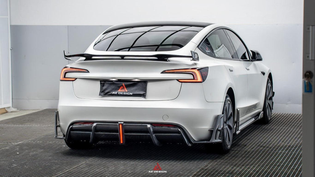 Tesla Model 3 Highland / Performance 2024-ON with Aftermarket Parts - AE Style Carbon Fiber Rear Wing from ArmorExtend 