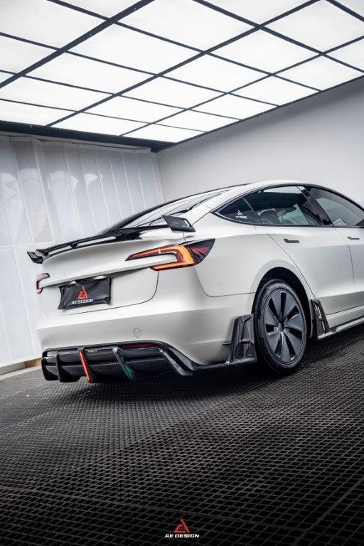 Tesla Model 3 Highland / Performance 2024-ON with Aftermarket Parts - AE Style Rear Wing Carbon Fiber from ArmorExtend