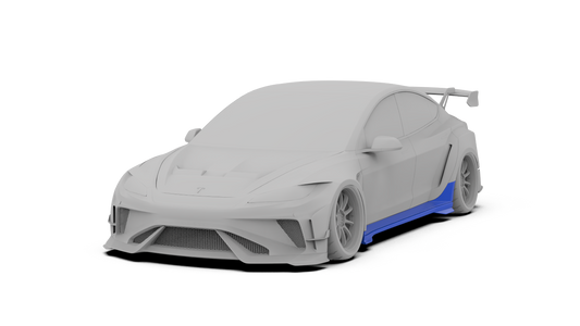 Tesla Model 3 Highland Performance 2024-ON with Robot Craftsman's Aftermarket Parts - Carbon Fiber & FRP Fenders Flares & Wheel Arches & Side Skirts & Front Corner Canards & Side Canards HACKER