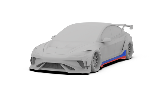 Tesla Model 3 Highland Performance 2024-ON with Robot Craftsman's Aftermarket Parts - Carbon Fiber & FRP Fenders Flares & Wheel Arches & Side Skirts & Front Corner Canards & Side Canards HACKER