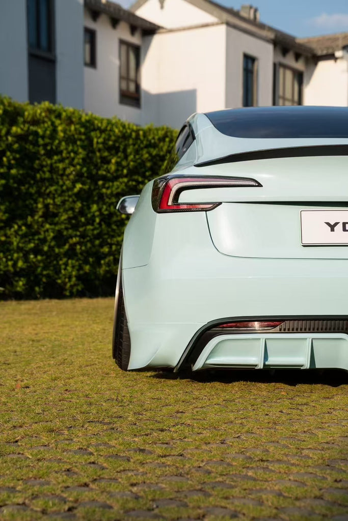 Tesla Model 3 Highland / Performance 2024 with Aftermarket Parts - V1 Sports Rear Diffuser & Canards PP from Yofer USA