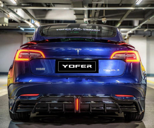 Tesla Model 3 / Performance 2017 2018 2019 2020 2021 2022 2023 with Aftermarket Parts - Rear Diffuser PP from Yofer USA