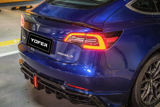 Tesla Model 3 / Performance 2017 2018 2019 2020 2021 2022 2023 with Aftermarket Parts - Rear Spoiler PP from Yofer USA