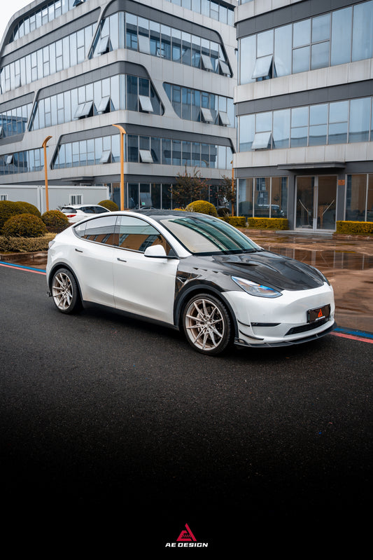 Tesla Model Y Performance AWD Long Range RWD Standard 2020 2021 2022 2023 2024 2025 with Aftermarket Parts - ART Front Fenders Carbon Fiber from ArmorExtend