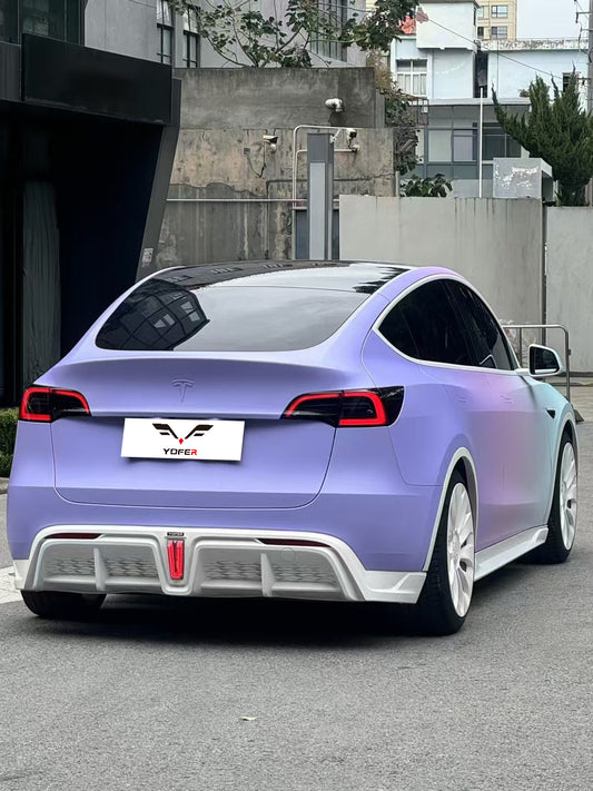 Tesla Model Y / Performance 2021-ON with Aftermarket Parts - Loong Flames Max Rear Diffuser PP from Yofer USA