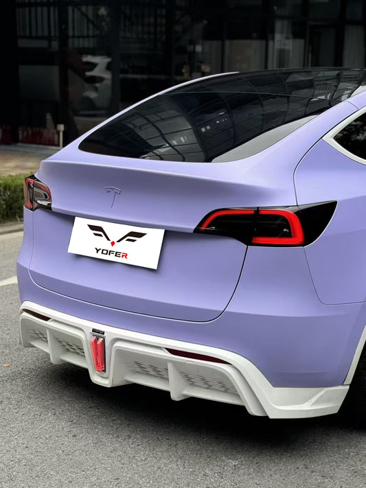 Tesla Model Y / Performance 2021-ON with Aftermarket Parts - Loong Flames Max Rear Diffuser PP from Yofer USA