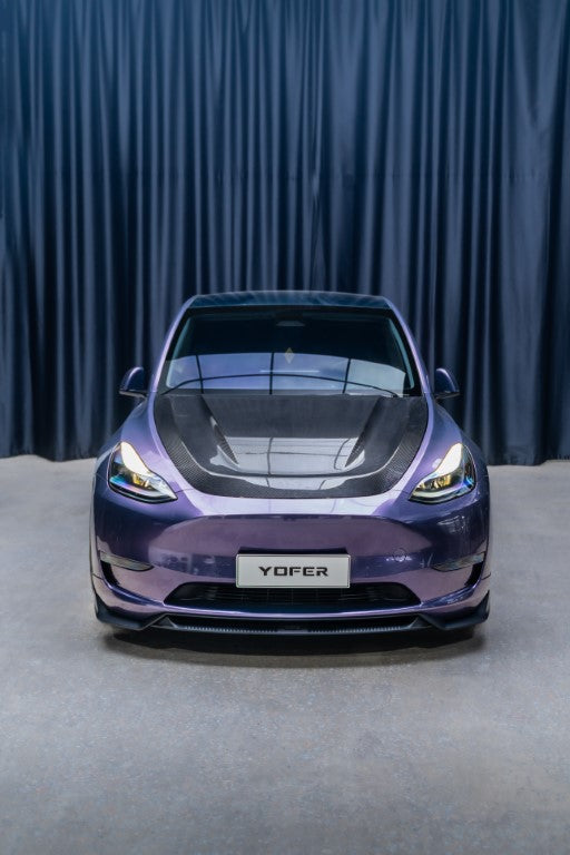 Tesla Model Y / Performance 2021 2022 2023 2024 with Aftermarket Parts - Loong Flames Pro Style Front Lip PP from Yofer USA