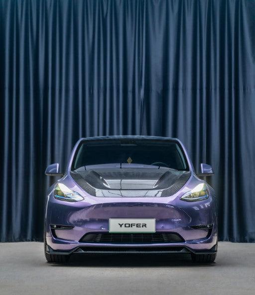 Tesla Model Y / Performance 2021 2022 2023 2024 with Aftermarket Parts - Loong Flames Pro Style Front Lip PP from Yofer USA