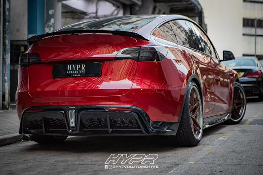 Tesla Model Y / Performance 2021-ON with Aftermarket Parts - Loong Flames Max Rear Diffuser PP from Yofer USA