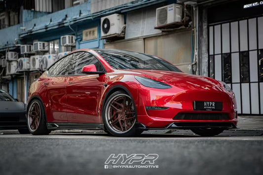 Tesla Model Y / Performance 2021-ON with Aftermarket Parts - Loong Flames Max Side Skirts PP from Yofer USA