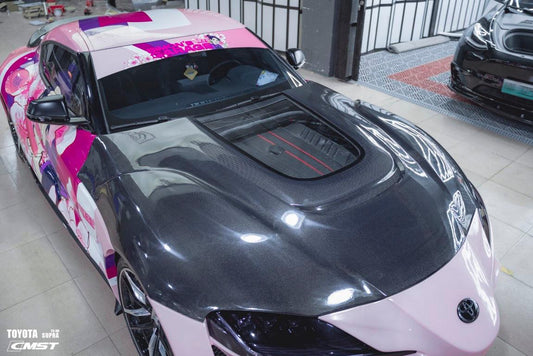 Toyota GR Supra A90 A91 2020-ON with Aftermarket Parts - FT1 Conversion Kit Hood Bonnet Carbon Fiber / FRP from CMST Tuning