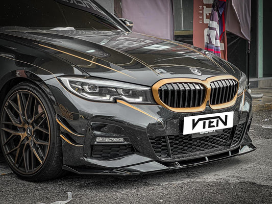 BMW 3 Series 330i (with M-package bumper, does not fit base model) M340i G20 G21 Pre-LCI 2019 2020 2021 2022 with Aftermarket Parts - Front Lip PP from VTEN