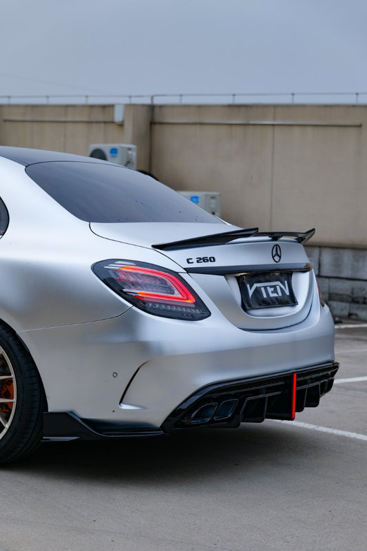Mercedes Benz C-Class C63S C63 C43 AMG C450 C300 W205 Sedan 2015 2016 2017 2018 2019 2020 2021 with Aftermarket Parts - Rear Lip Spoiler ABS from VTEN