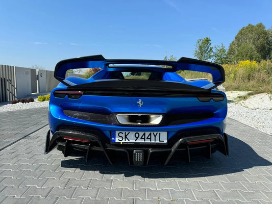 Ferrari 296 GTB GTS with Aftermarket Parts - Rear Ducktail Spoiler & GT Wing FRP / Carbon Fiber from Ventus Veloce