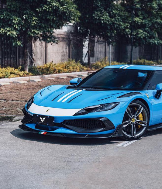 Ferrari 296 GTB GTS with Aftermarket Parts - Hood Bonnet FRP / Double-sided Carbon Fiber from Ventus Veloce