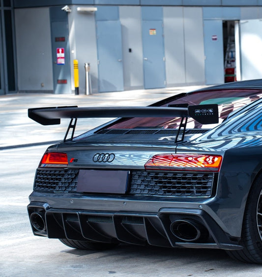Audi R8 Gen 2 2017 2018 2019 2020 2021 2022 2023 with Aftermarket Parts - GT V2 Style Rear Wing Dry Pre-preg Carbon Fiber from Ventus Veloce