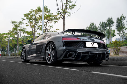 Audi R8 Gen 2 2017 2018 2019 2020 2021 2022 2023 with Aftermarket Parts - V1 Style Rear Wing Dry Pre-preg Carbon Fiber from Ventus Veloce