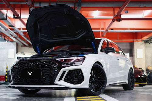 Audi RS3 8Y 2022-ON with Aftermarket Parts - V1 Style Real Carbon Fiber Front Lip from Ventus Veloce