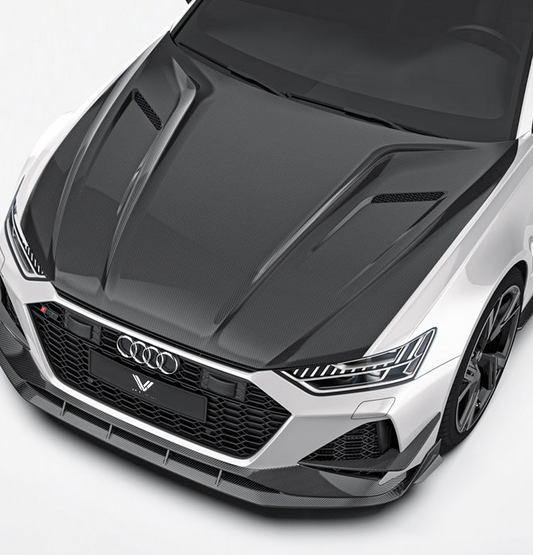 Audi RS6 C8 2020-ON with Aftermarket Parts - Hood Double-sided Carbon Fiber from Ventus Veloce