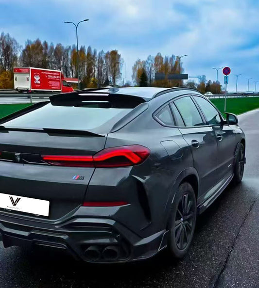 BMW X6 M60I xDrive40i G06 (Fits Pre-LCI & LCI) 2020-ON & X6M X6MC F96 (Fits Pre-LCI & LCI) 2020-ON with Aftermarket Parts - PT Rear Roof Spoiler Pre-preg Carbon Fiber from Ventus Veloce